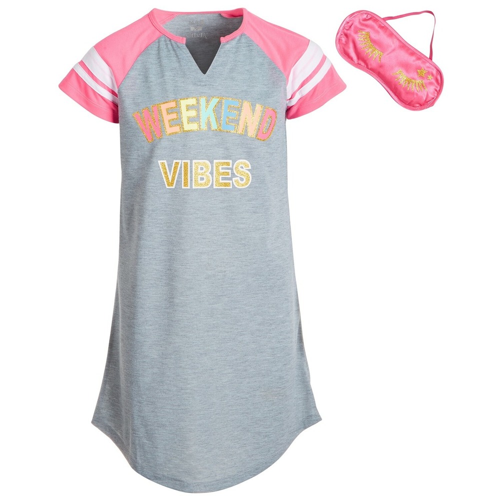 Max & Olivia‎ Weekend Vibes Nightgown With Sleep Mask Girl's Size Small 6/6x NEW